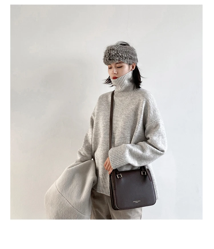 Womens Sweater Loose Turtleneck Sweaters Warm Solid Pullover Knitwear Basic Female Tops Autumn Winter detail