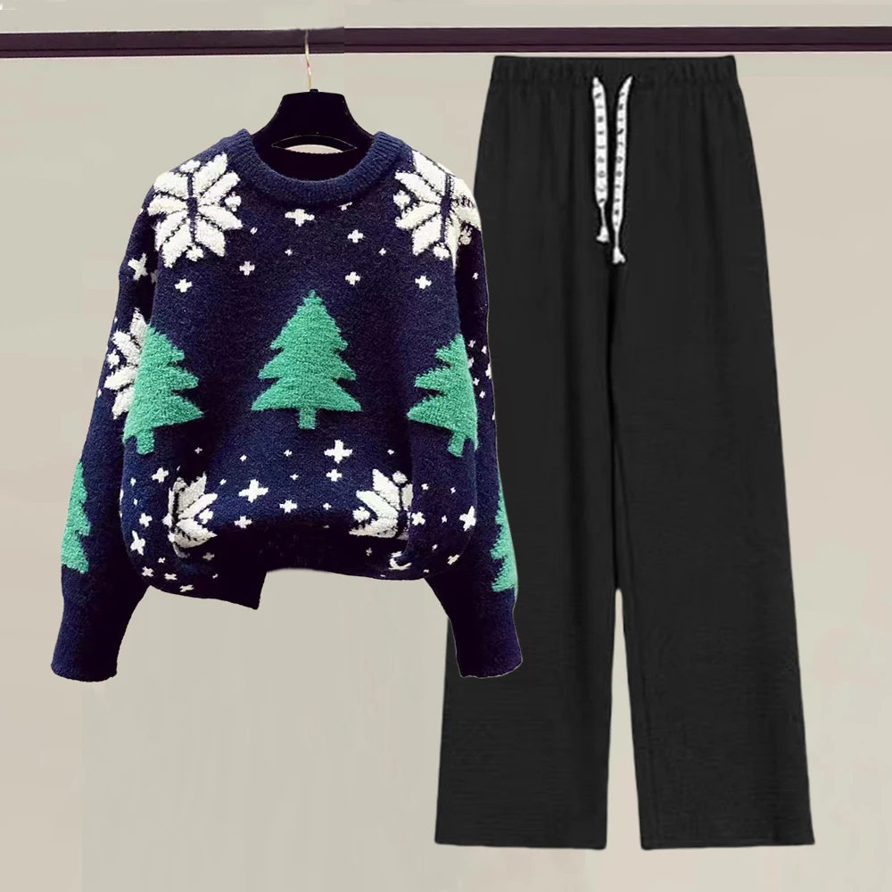 Womens Sweater New Christmas Tree Snow Youthful woman Clothes Long Sleeve Tops Blouse Oneck Sweatshirts Knitwear Allmatch detail