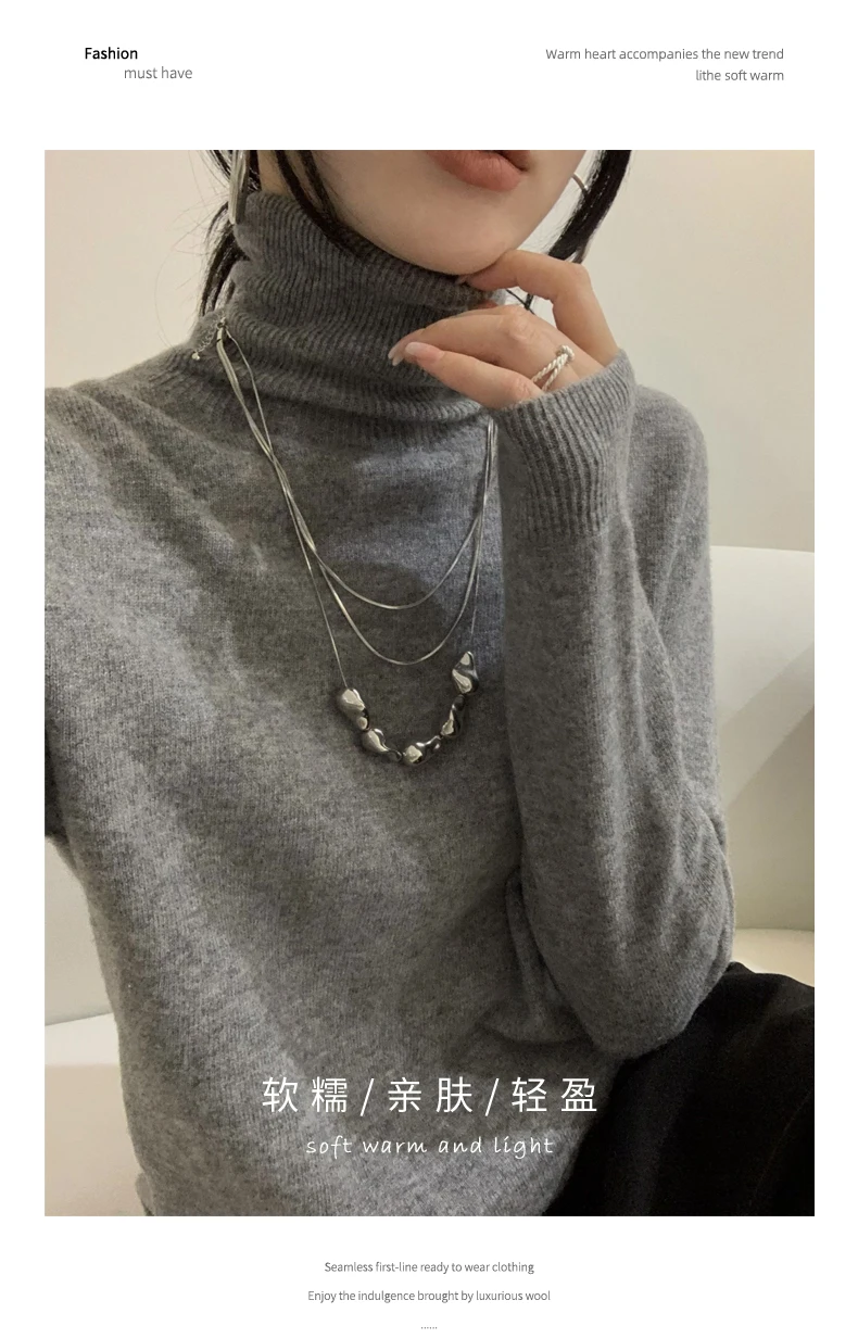 Longsleeved Womens Autumn Winter Pullover New Fashion Sweater Turtleneck Basic Sweater Top Sweatshirt detail