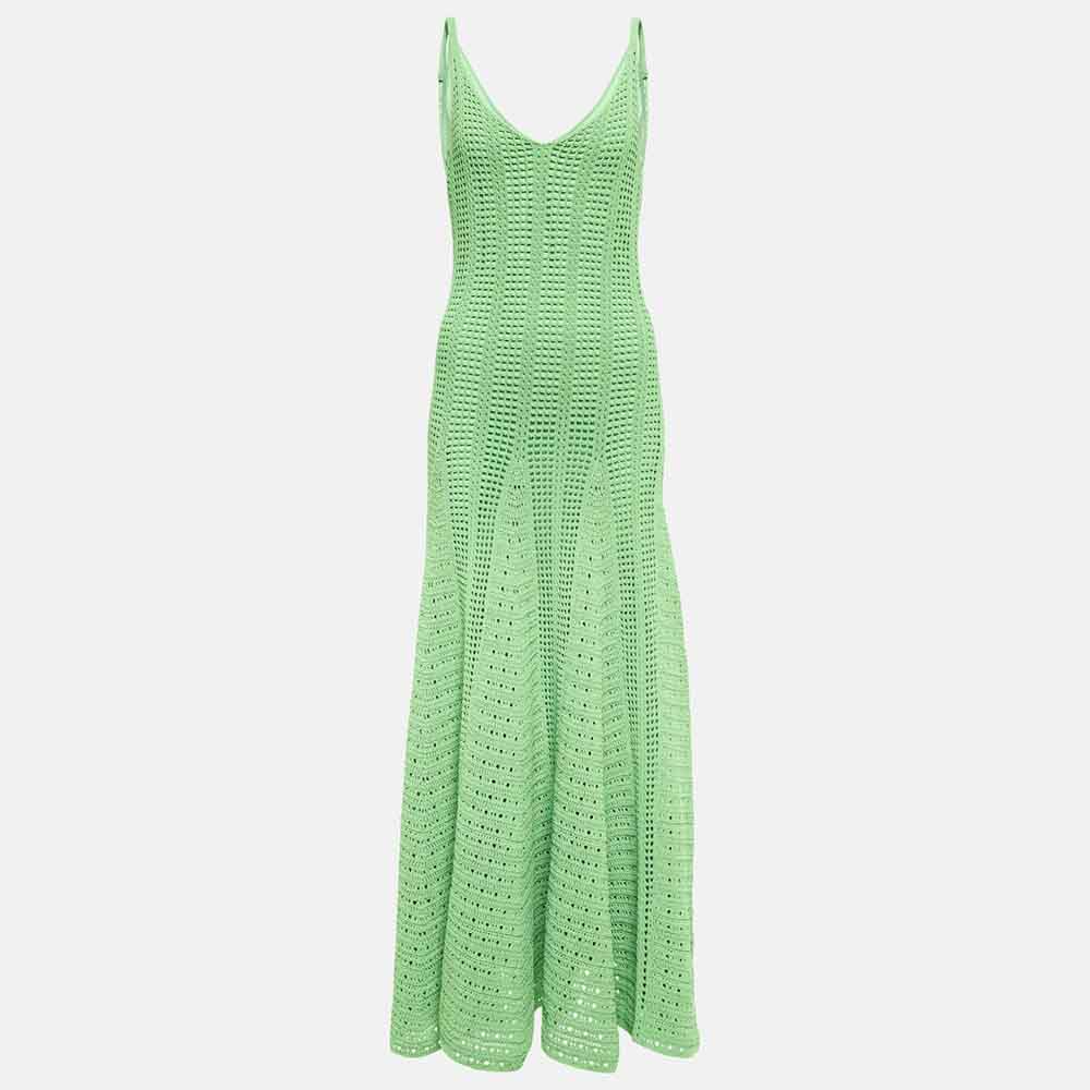 Knitwear Custom Green Sling Sleeveless VNeck Hollow Out Simple Winter ALine Women Maxi Knit Sweater Casual Dress product view