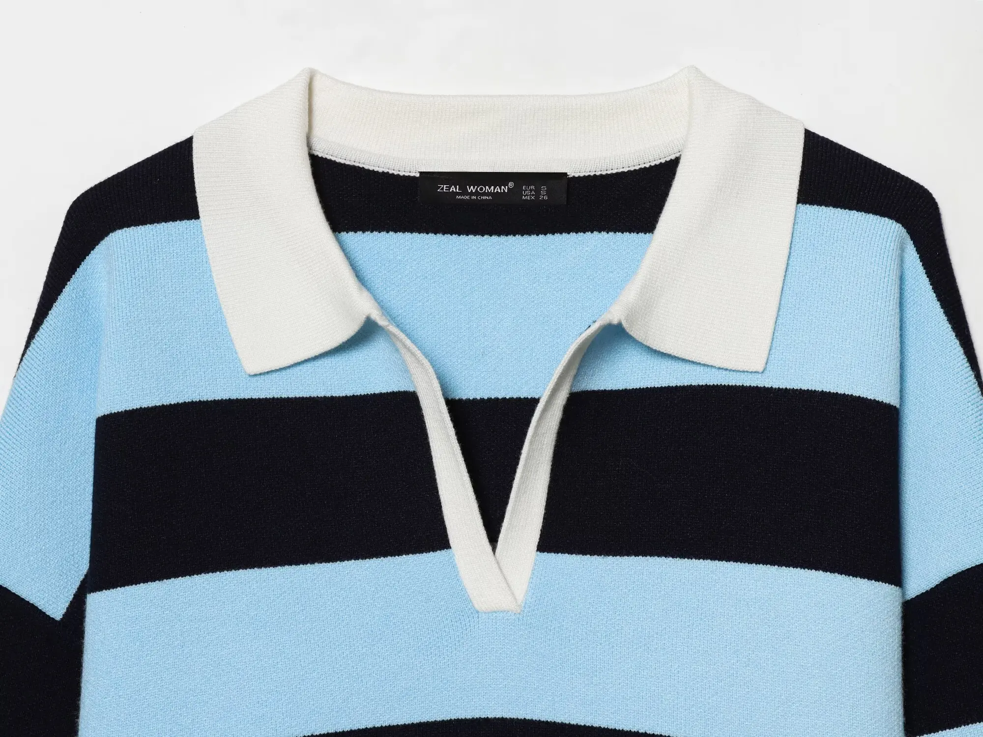 Womens New Knitted Striped Sweater Polo Neck Pullover Fashion Loose Elegant Warm Young Women Sweater Street detail
