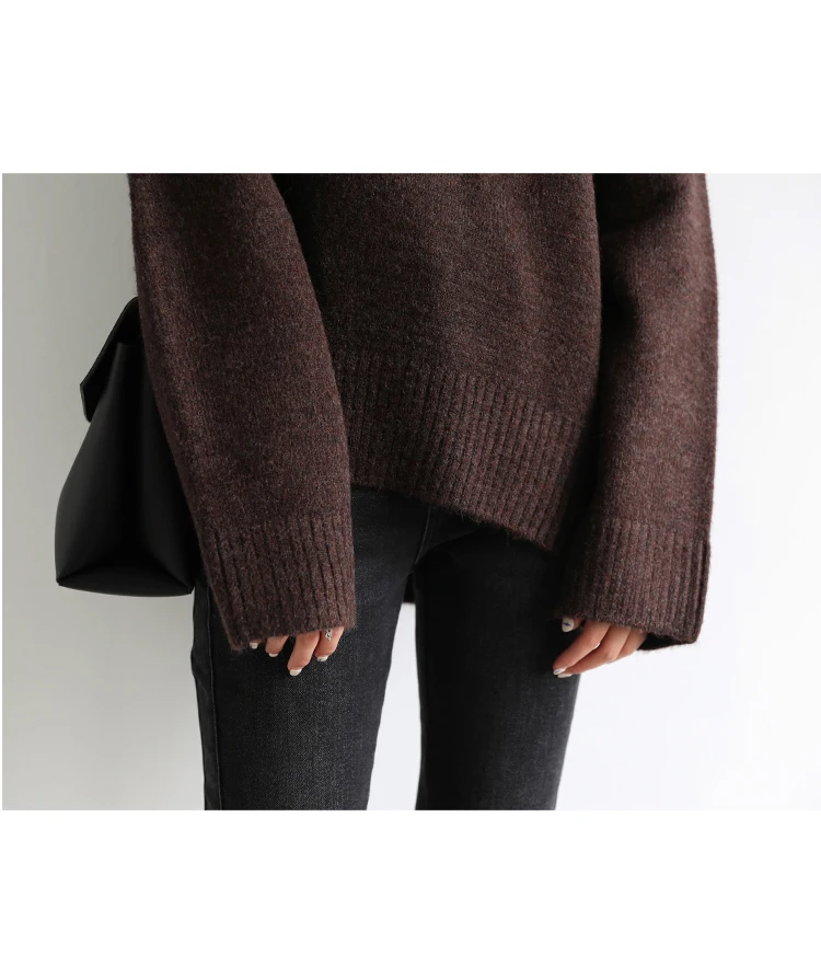 Womens Sweater Loose Turtleneck Sweaters Warm Solid Pullover Knitwear Basic Female Tops Autumn Winter detail