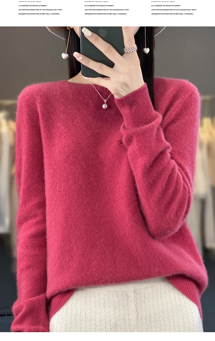 Fallwinter new cashmere sweater womens sweater 100 merino wool fashion Oneck autumn warm pullover detail