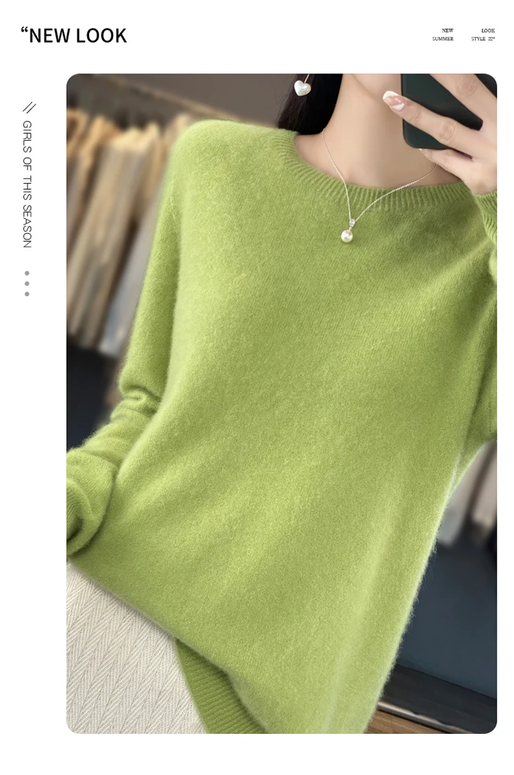 Fallwinter new cashmere sweater womens sweater 100 merino wool fashion Oneck autumn warm pullover detail