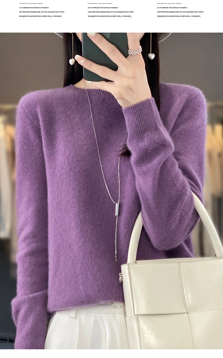 Fallwinter new cashmere sweater womens sweater 100 merino wool fashion Oneck autumn warm pullover detail