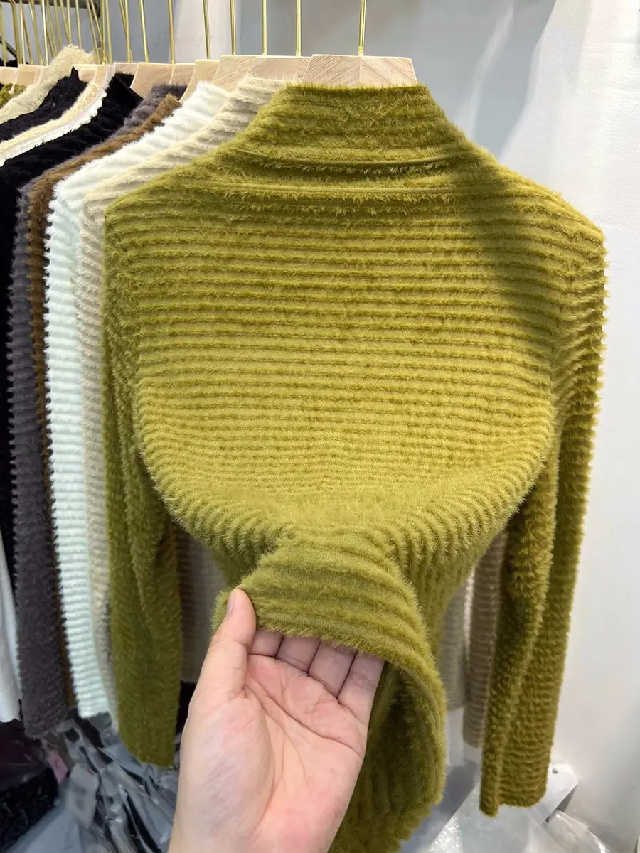 Style Long Sleeve Turtleneck Sweater Womens Autumn Winter Slimming Knitted Top Pure Color Soft Warm Pullover product view
