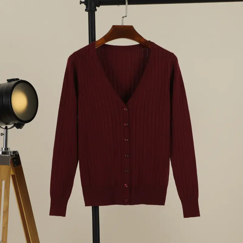 Vneck Cropped Knitting Knit Ladies Basic Womens Coat Spring 2026 Blouses Long Sleeve Top Jersey Knitted Sweater Fashion product view