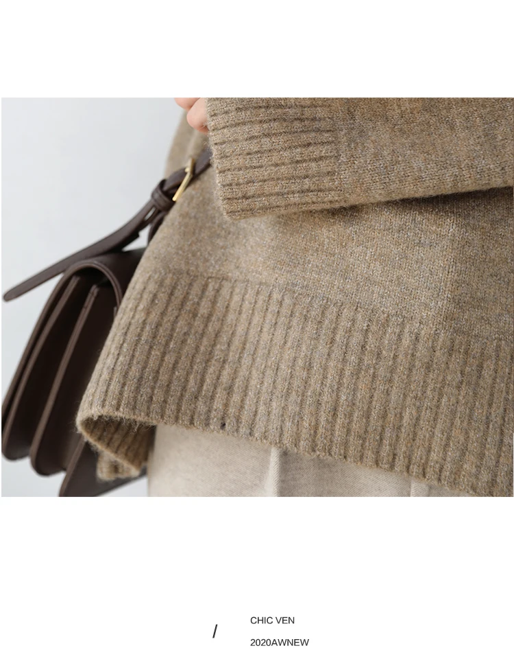 Womens Sweater Loose Turtleneck Sweaters Warm Solid Pullover Knitwear Basic Female Tops Autumn Winter detail
