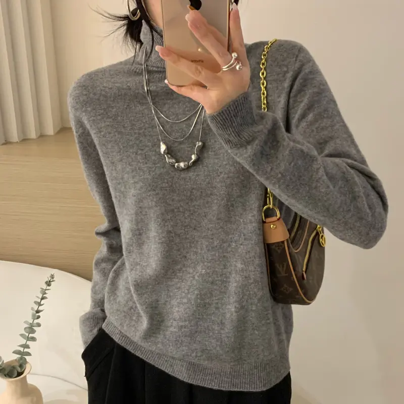 Longsleeved Womens Autumn Winter Pullover New Fashion Sweater Turtleneck Basic Sweater Top Sweatshirt product view