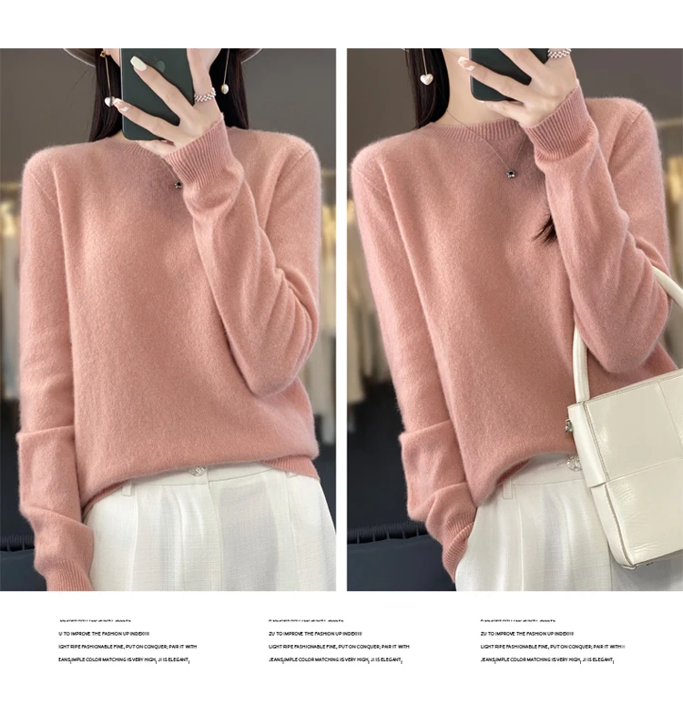 Fallwinter new cashmere sweater womens sweater 100 merino wool fashion Oneck autumn warm pullover detail
