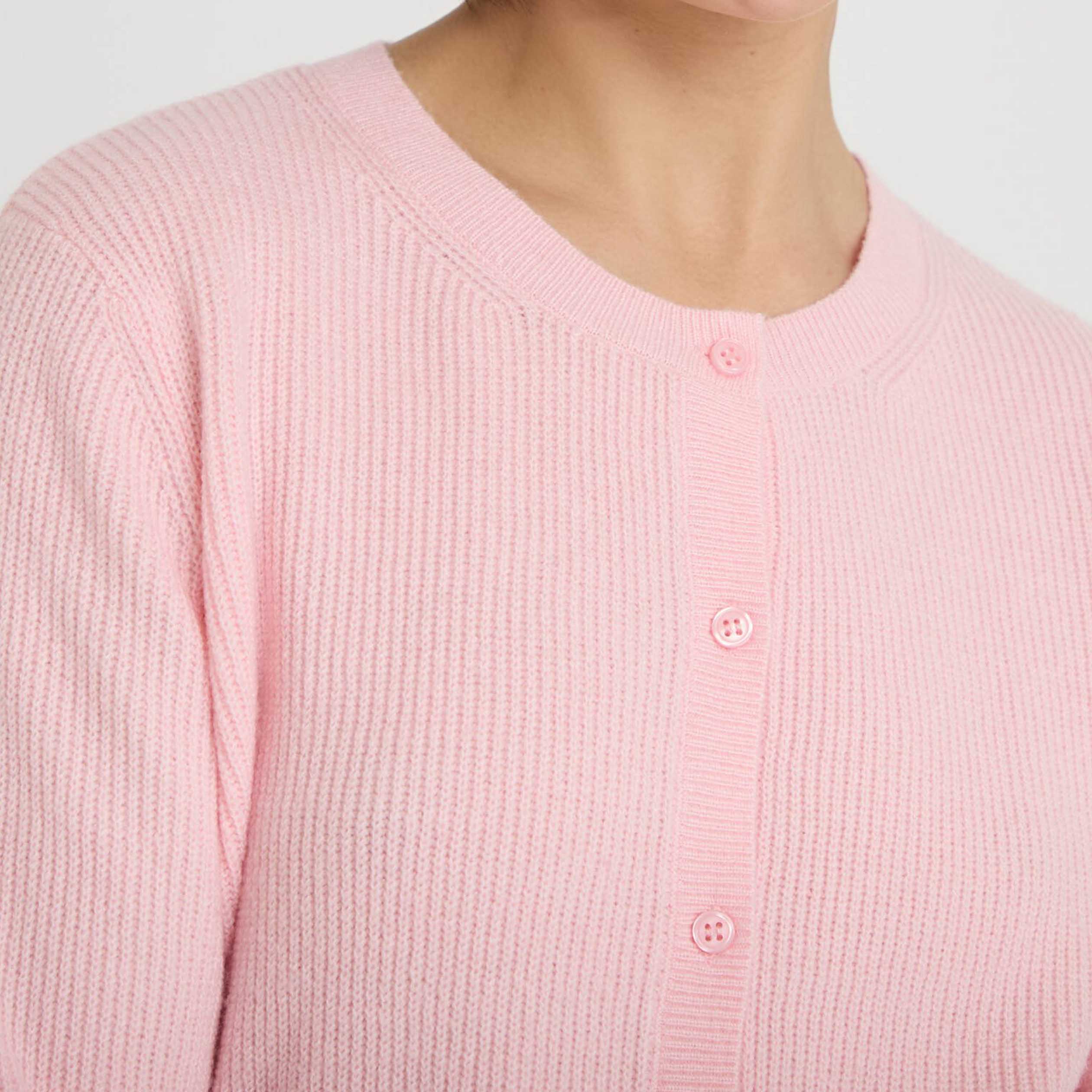 Minimalist O Neck Fleece Lined Breathable Button Up Sweater Womens Plain Basics Daily Wear Sweatshirt Comfortable Knit Tops product view