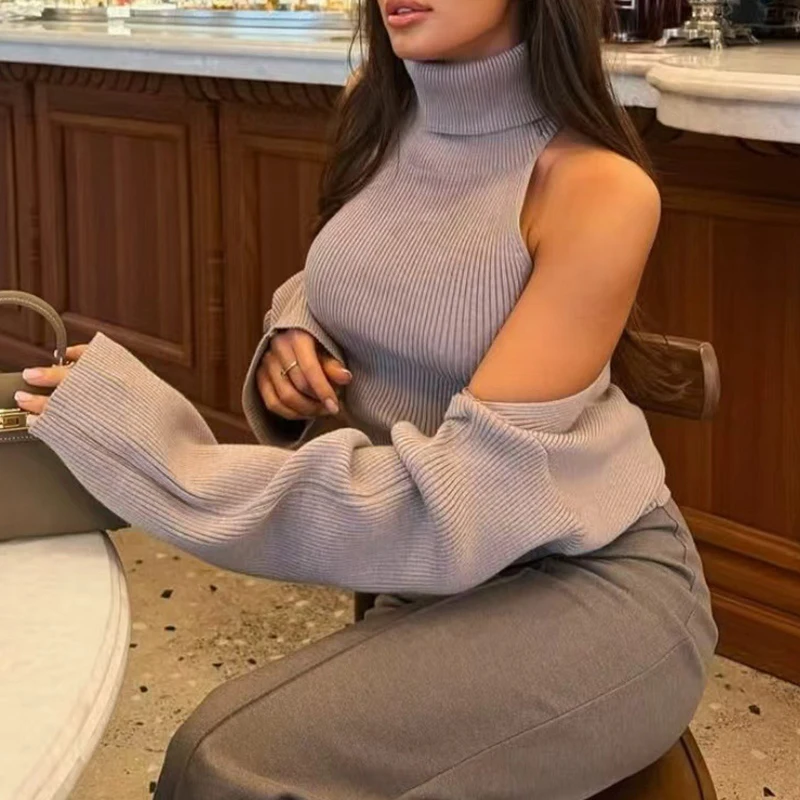 Crochet Lady Party Camisole Fashion Hollow Out Knitted Womens Sweater Casual Solid Color Slim Commute Jumper detail