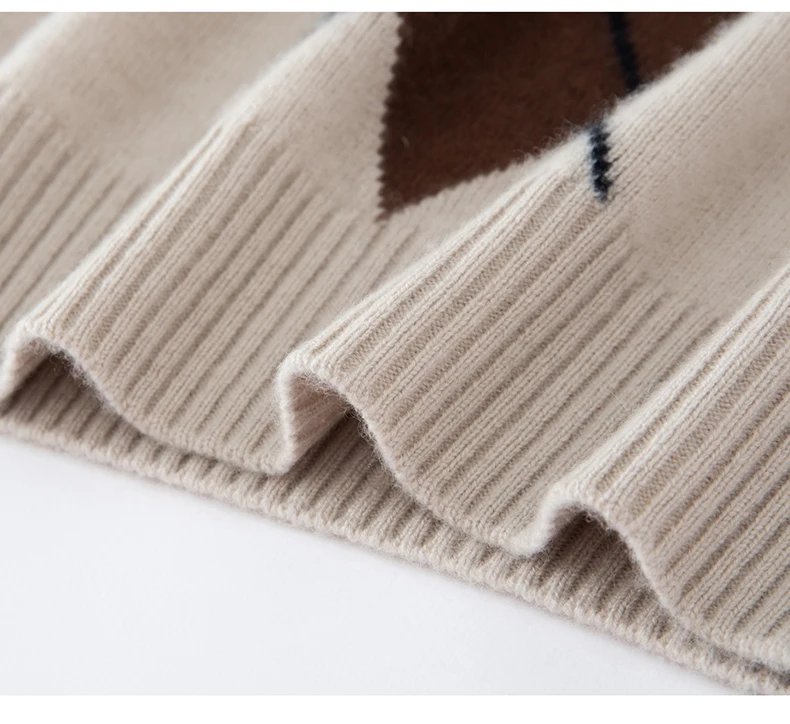 Light Luxury Womens Autumn Winter Sweater Argyle 100 Cashmere Knit Pullover Long Sleeve Clothing Top Lady Warm Jersey detail