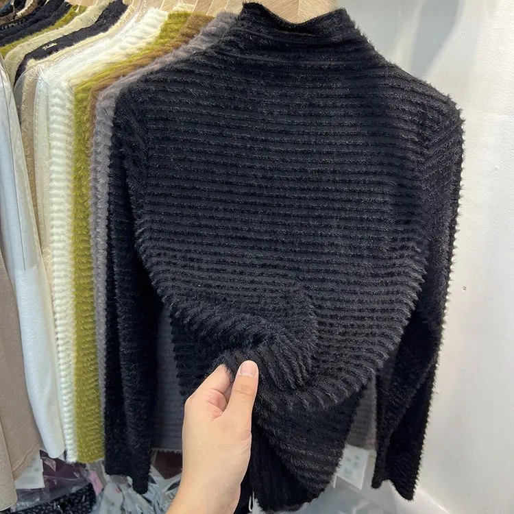 Style Long Sleeve Turtleneck Sweater Womens Autumn Winter Slimming Knitted Top Pure Color Soft Warm Pullover detail