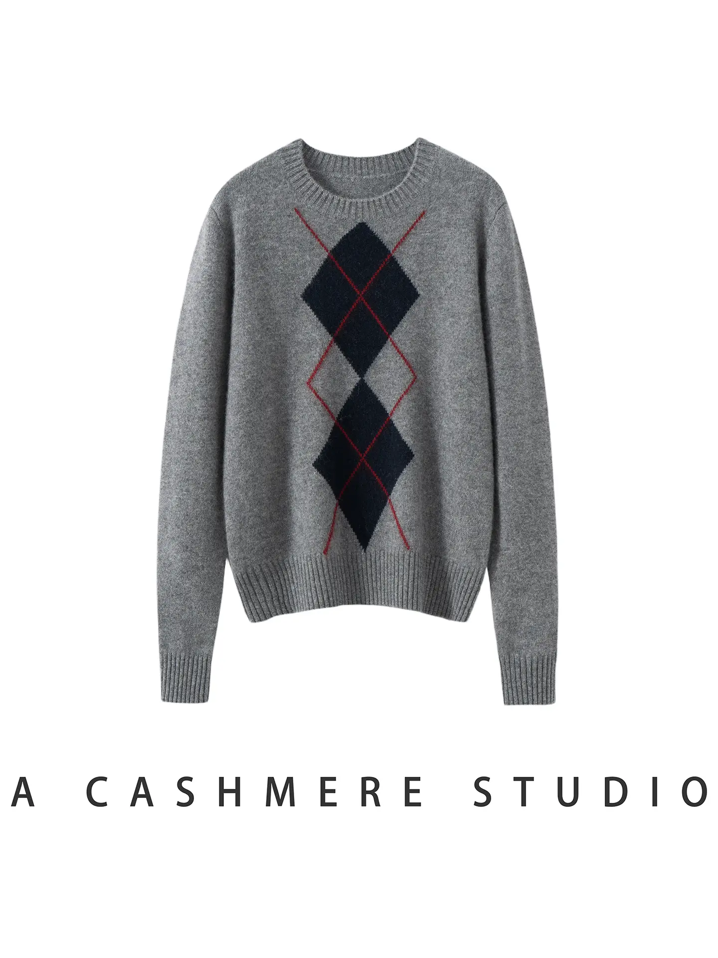 Light Luxury Womens Autumn Winter Sweater Argyle 100 Cashmere Knit Pullover Long Sleeve Clothing Top Lady Warm Jersey product view