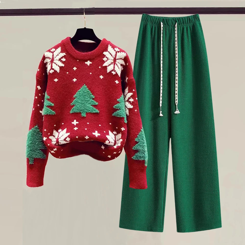 Womens Sweater New Christmas Tree Snow Youthful woman Clothes Long Sleeve Tops Blouse Oneck Sweatshirts Knitwear Allmatch detail