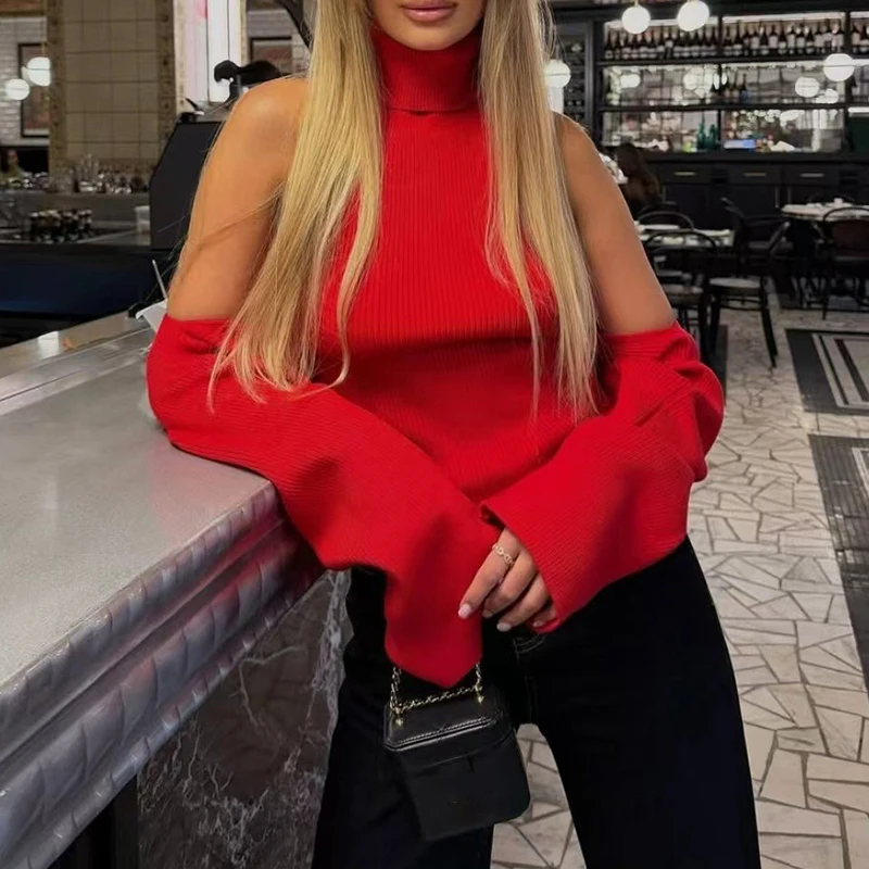 Crochet Lady Party Camisole Fashion Hollow Out Knitted Womens Sweater Casual Solid Color Slim Commute Jumper detail