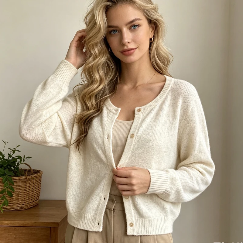 Womens Cardigan Autumn and Winter Long Sleeve Knitted Womens Sweater Cardigans Fashion Slim Casual Female Knitwear Crop Jacket detail