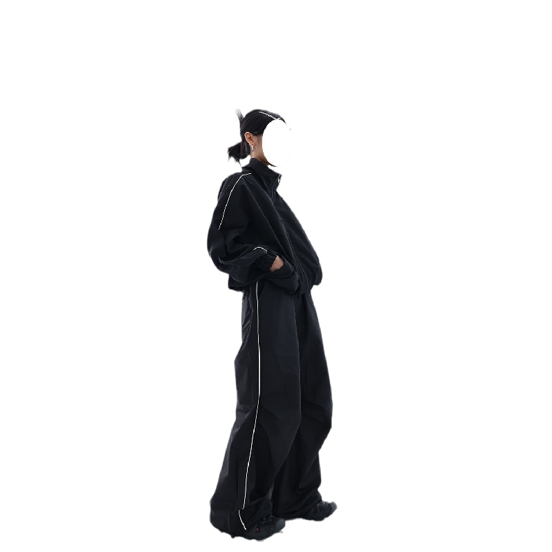 Womens 2 Piece Set High End Stylish Cool Sports Hooded Jacket Cardigan Wide Leg Pants New Arrival for Spring product view