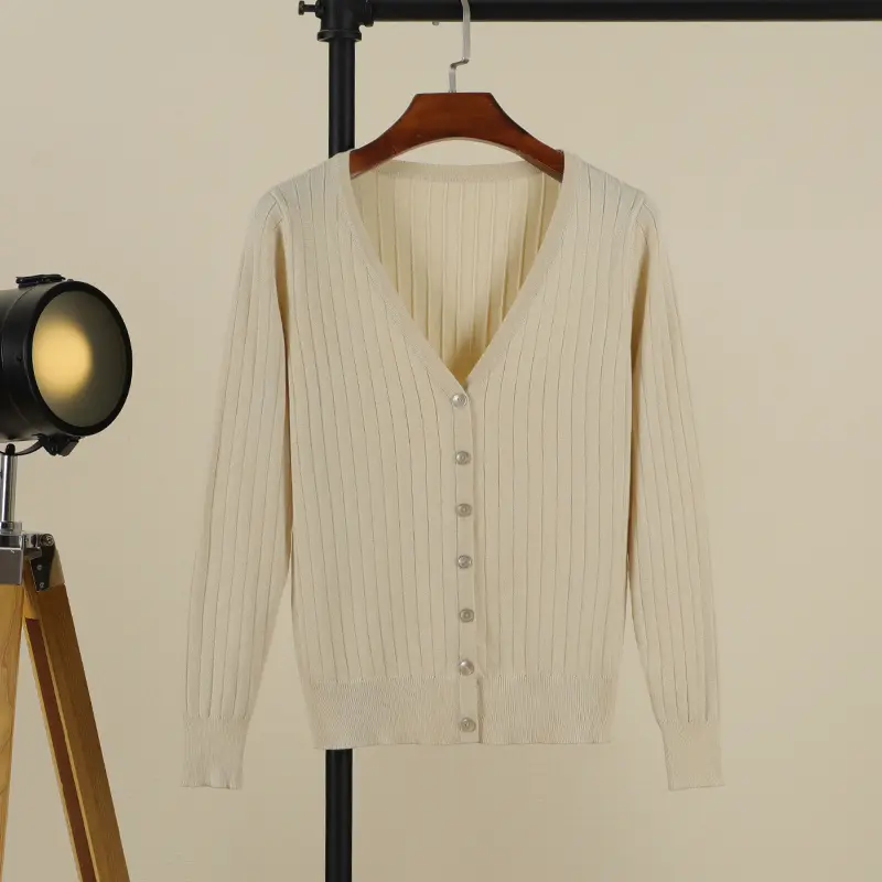 Vneck Cropped Knitting Knit Ladies Basic Womens Coat Spring 2026 Blouses Long Sleeve Top Jersey Knitted Sweater Fashion product view