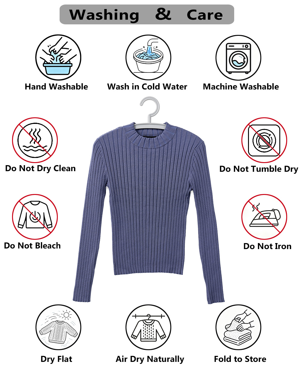 Womens Ribbed Sweater Slim Fit Long Sleeve for Casual Office Layering Elegant Solid Color Knitwear Pullovers product view