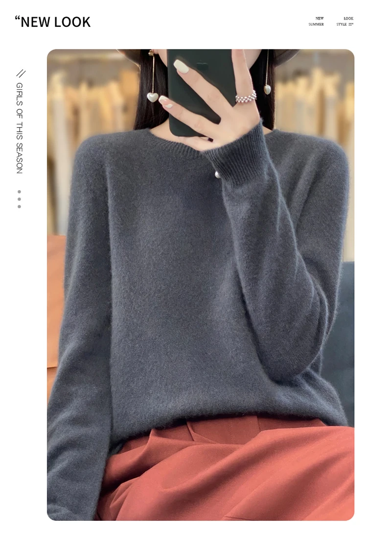 Fallwinter new cashmere sweater womens sweater 100 merino wool fashion Oneck autumn warm pullover detail