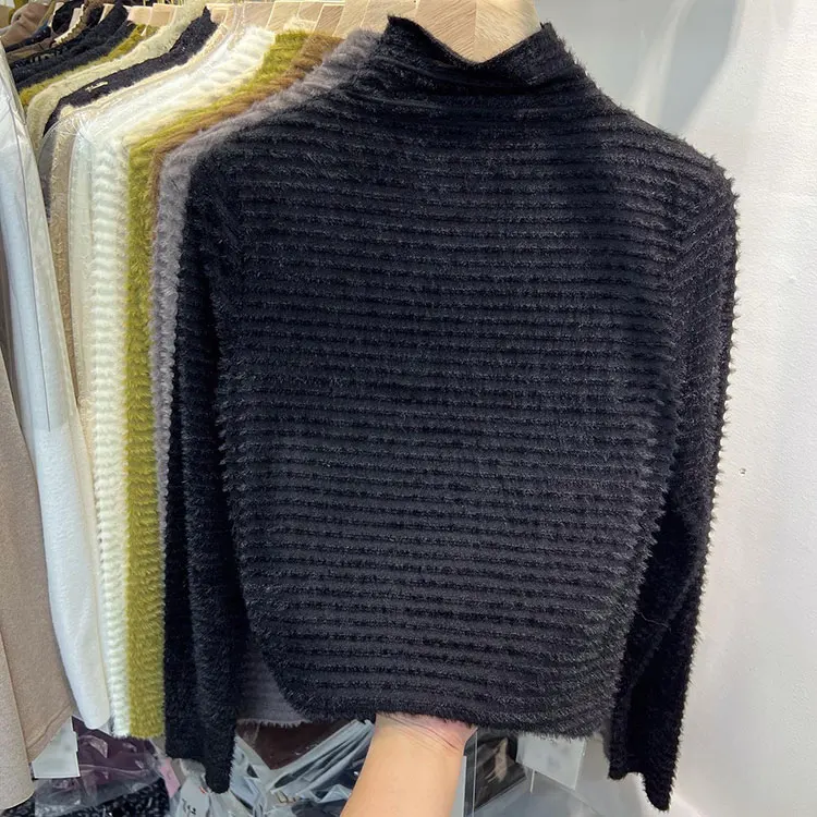 Style Long Sleeve Turtleneck Sweater Womens Autumn Winter Slimming Knitted Top Pure Color Soft Warm Pullover detail