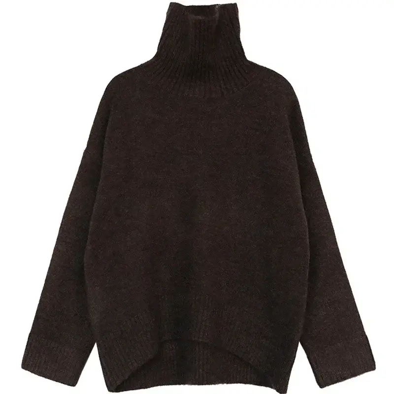 Womens Sweater Loose Turtleneck Sweaters Warm Solid Pullover Knitwear Basic Female Tops Autumn Winter product view
