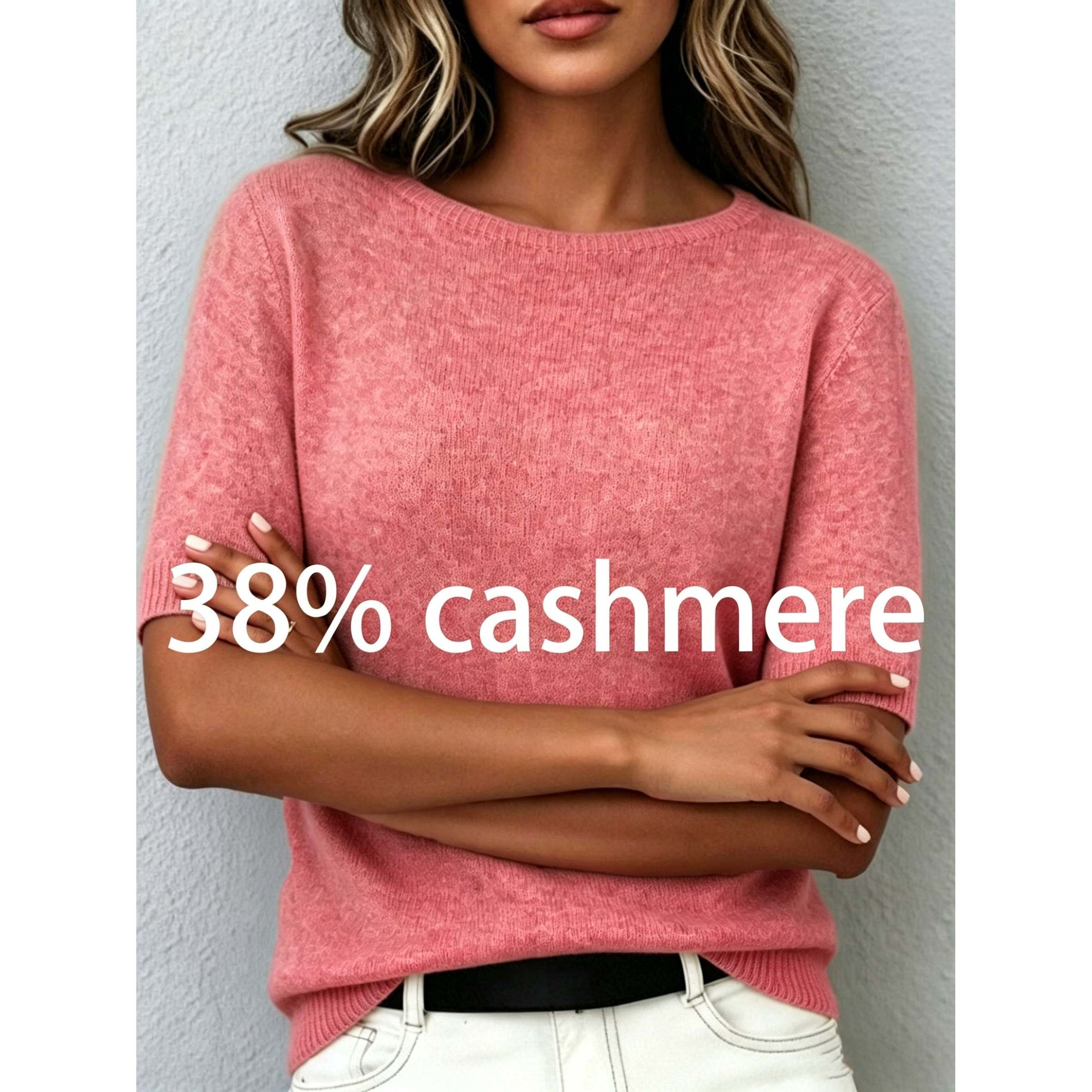 Womens WoolCashmere Knit Crew Neck Pull Over SweaterBreathable Warm AntiPilling product view