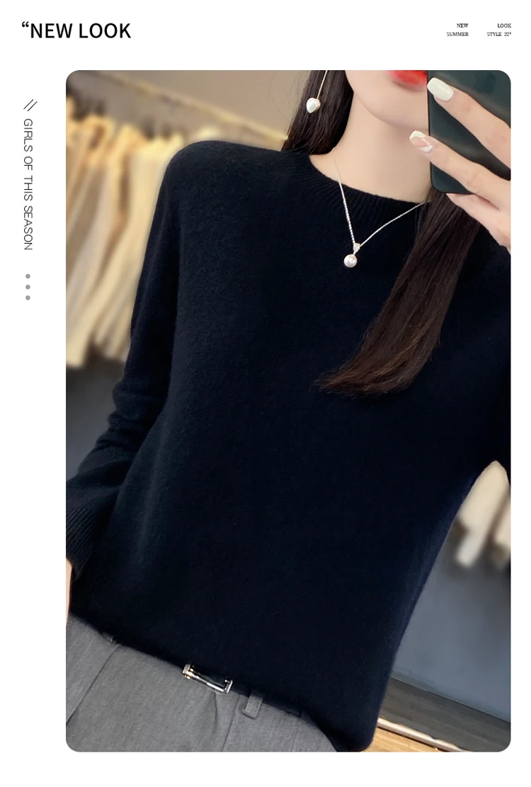 Fallwinter new cashmere sweater womens sweater 100 merino wool fashion Oneck autumn warm pullover detail