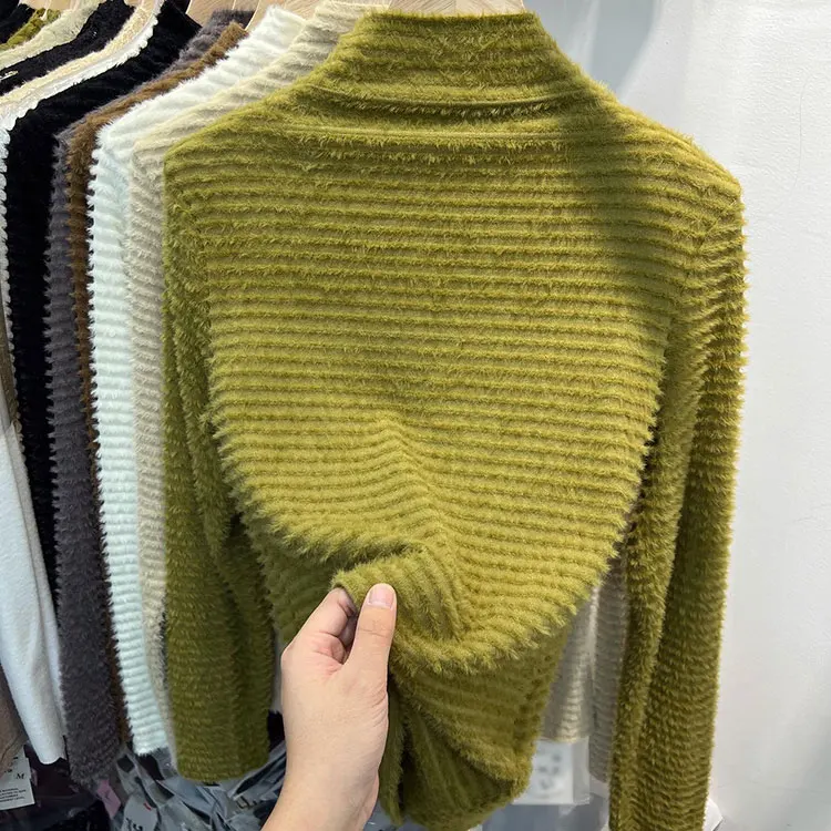 Style Long Sleeve Turtleneck Sweater Womens Autumn Winter Slimming Knitted Top Pure Color Soft Warm Pullover detail