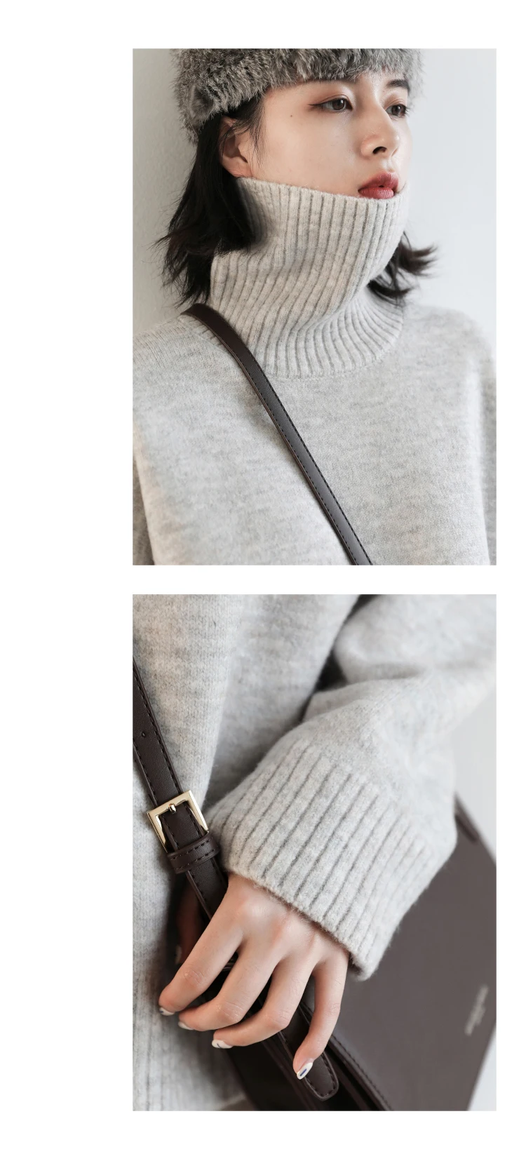Womens Sweater Loose Turtleneck Sweaters Warm Solid Pullover Knitwear Basic Female Tops Autumn Winter detail