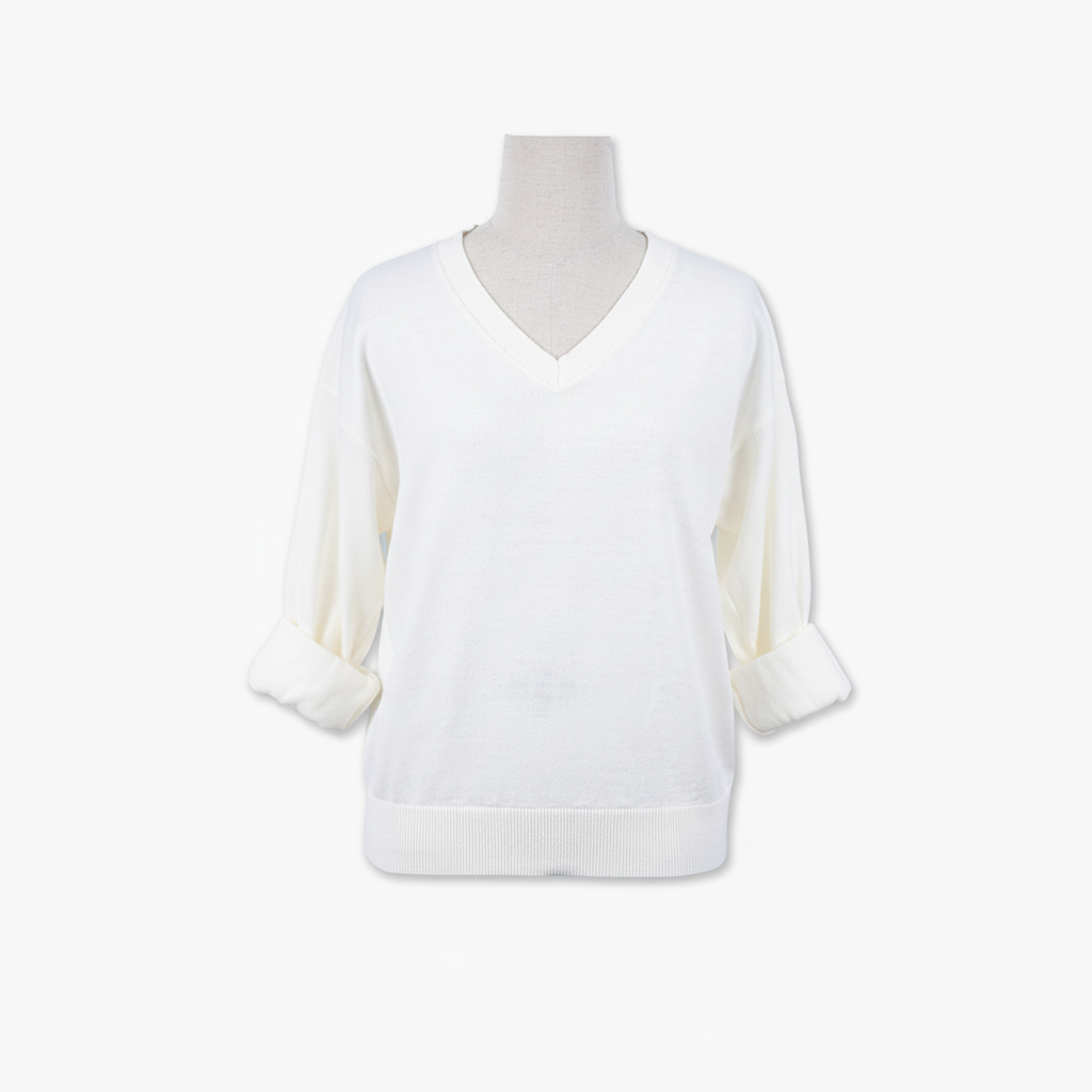 Solid Color Regular Pullovers AntiWrinkle 100 Acrylic Customized Color Casual Standard VNeck Sweater Womens product view