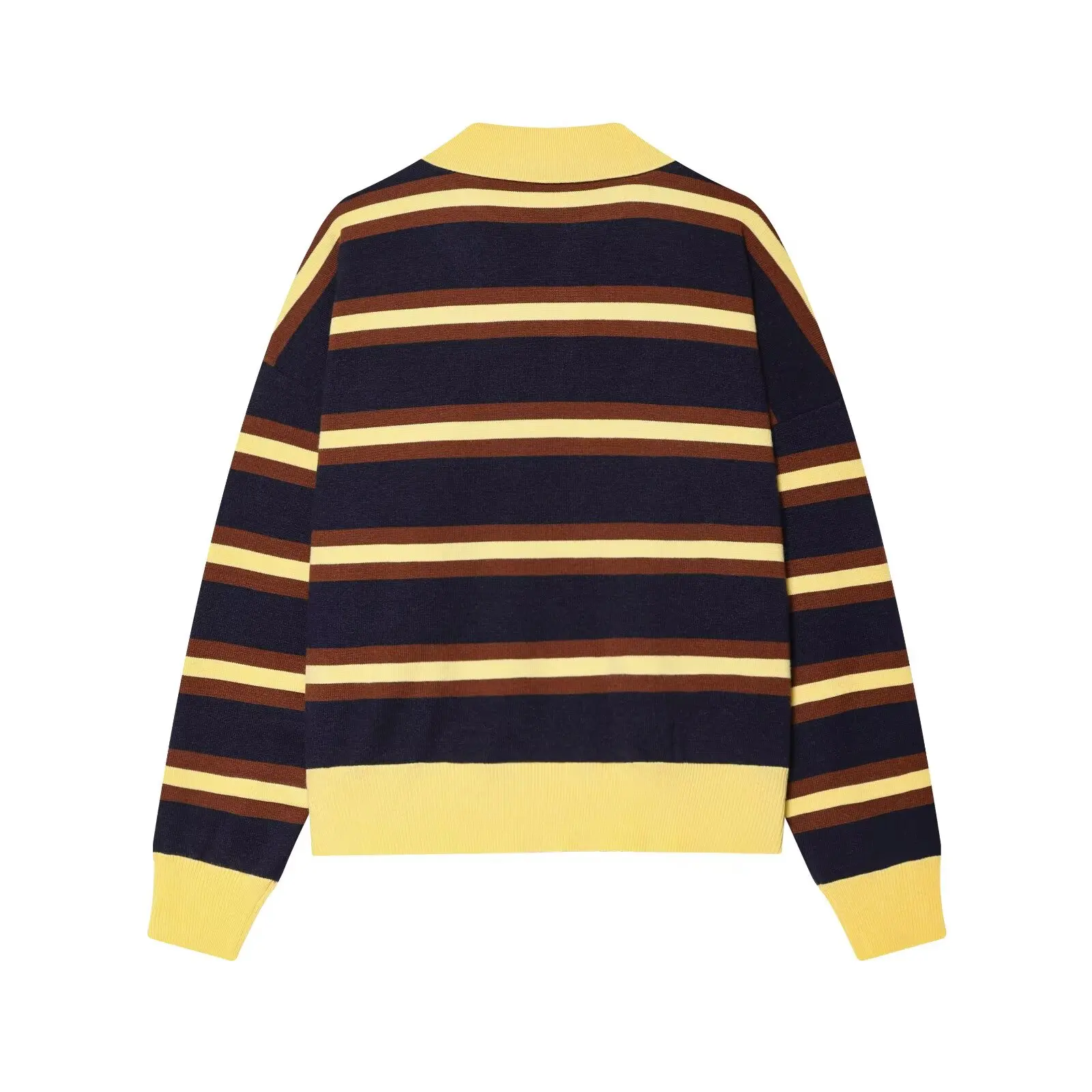 Womens New Knitted Striped Sweater Polo Neck Pullover Fashion Loose Elegant Warm Young Women Sweater Street detail