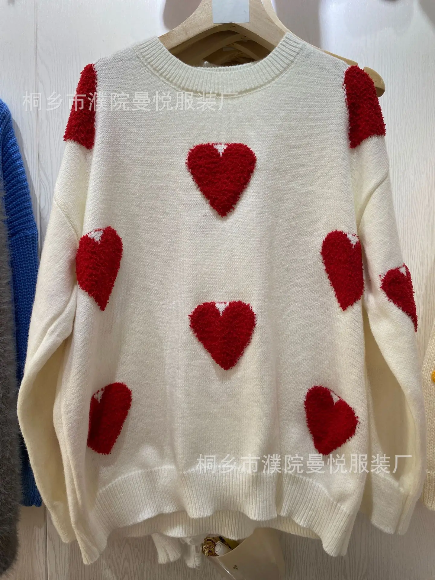 Love Heart Knitted Sweater Womens Trendy Street Style Long Sleeve Overhead Pullover Knitwear Ultra Short Length Fashion detail