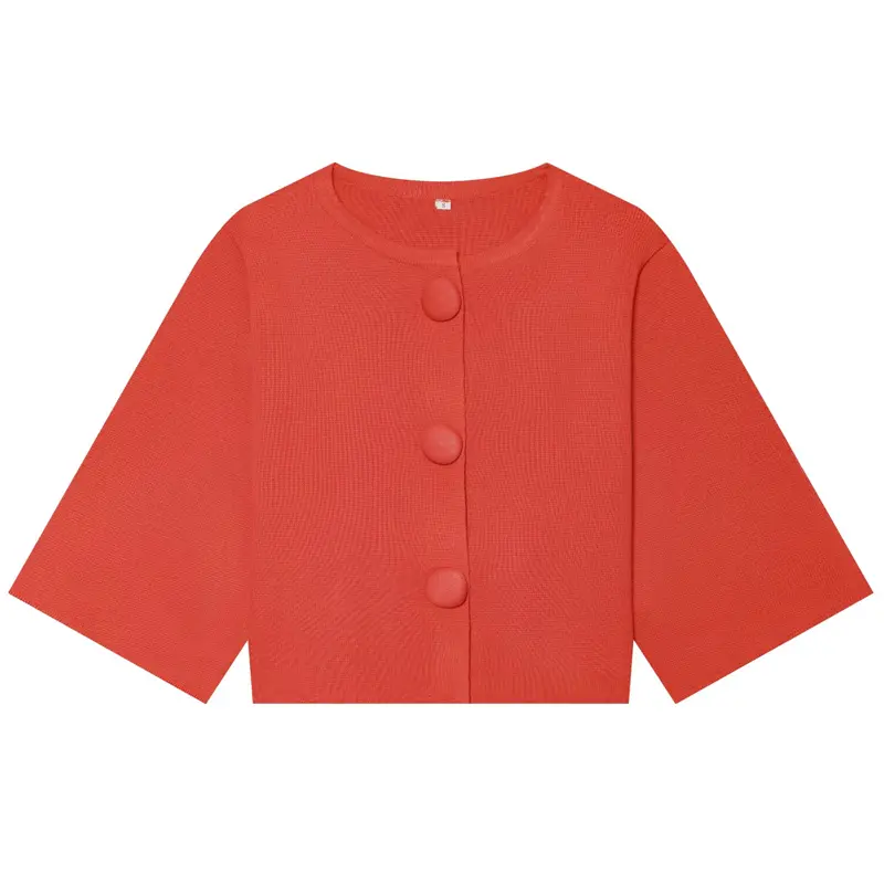 Womens Cropped Knit Cardigan Summer Elegant Off White Button ONeck Short Sleeve Tops For Woman Resort Bolero Sweater product view