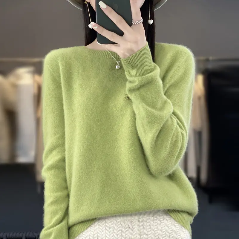 Fall/winter 2024 new cashmere sweater women's sweater 100% merino wool fashion O-neck autumn warm pullover