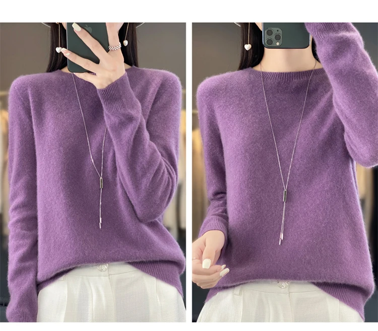 Fallwinter new cashmere sweater womens sweater 100 merino wool fashion Oneck autumn warm pullover detail