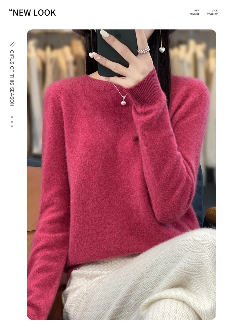 Fallwinter new cashmere sweater womens sweater 100 merino wool fashion Oneck autumn warm pullover detail