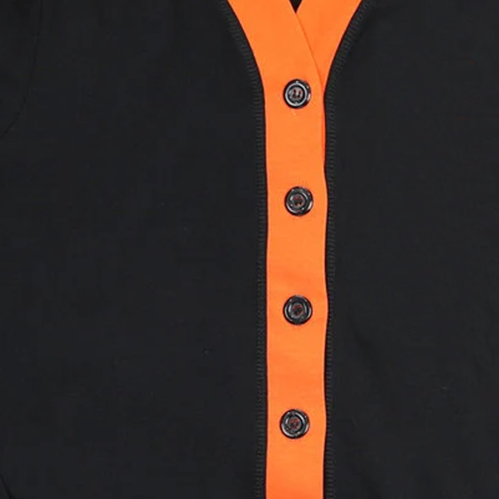 Womens Black Orange VNeck Winter Cardigan Full Sleeve Button Closure Casual Knitted Sweater 100 Cotton Breathable product view