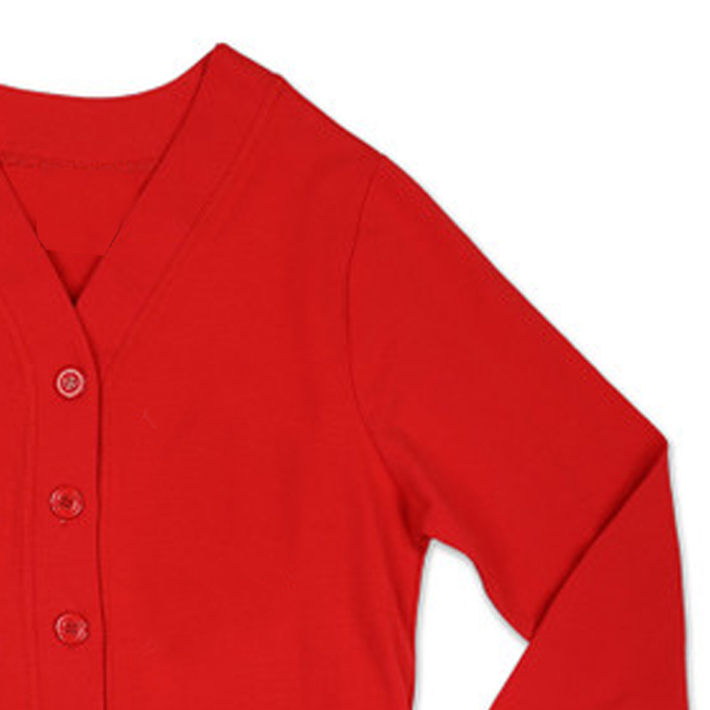 Womens Red VNeck Casual Winter Cardigan Full Sleeve Button Closure Preppy Style 100 Cotton Knitted Sweater product view