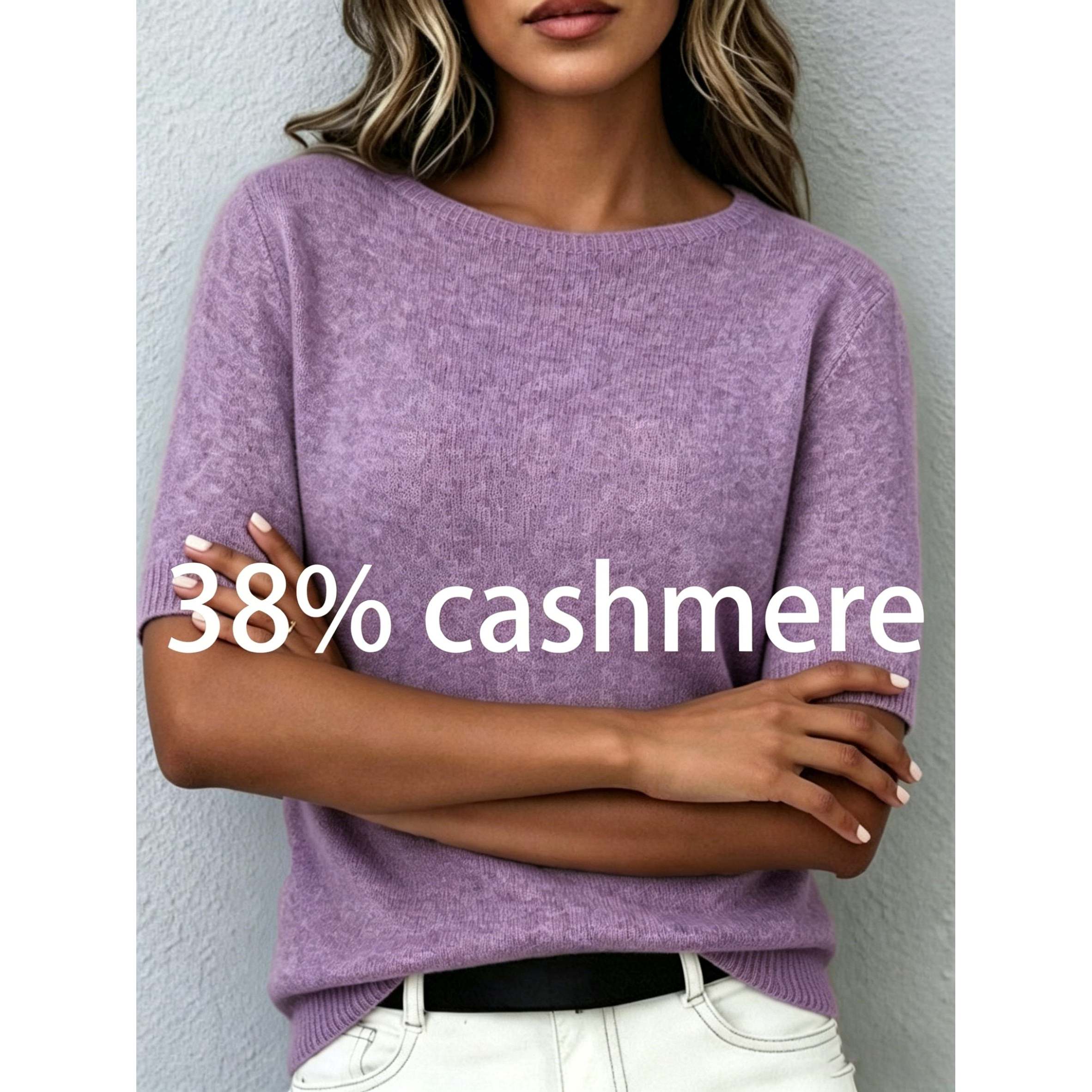 Womens WoolCashmere Knit Crew Neck Pull Over SweaterBreathable Warm AntiPilling detail
