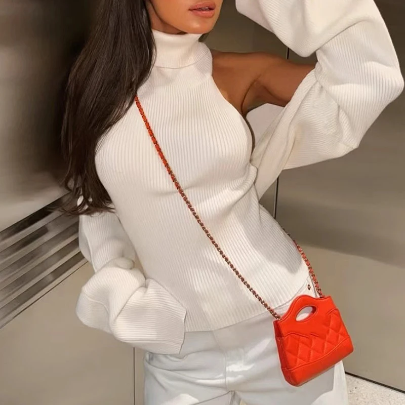 Crochet Lady Party Camisole Fashion Hollow Out Knitted Womens Sweater Casual Solid Color Slim Commute Jumper detail