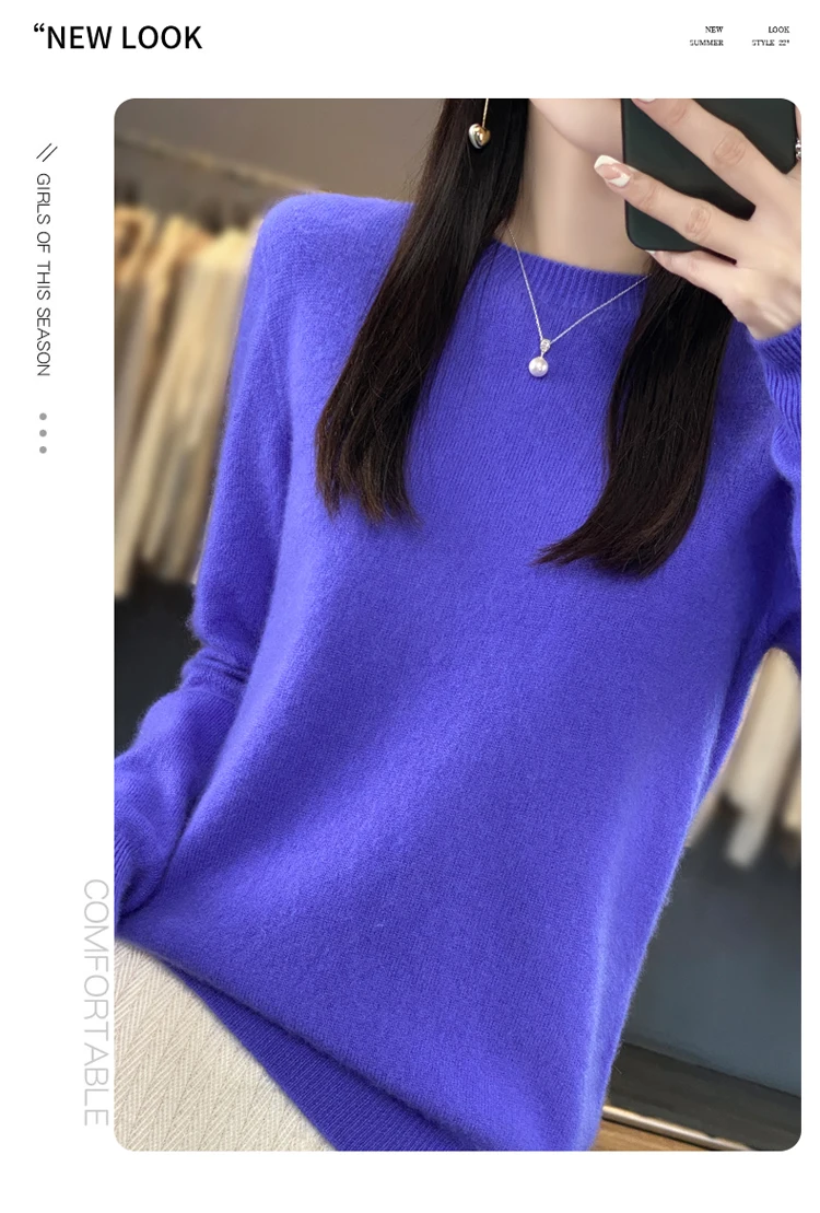 Fallwinter new cashmere sweater womens sweater 100 merino wool fashion Oneck autumn warm pullover detail
