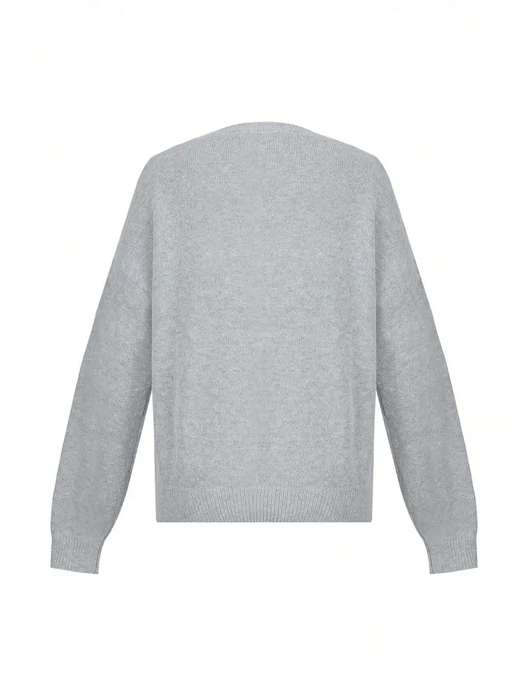 Womens Cartoon Bear Pattern Drop Shoulder Long Sleeve Casual Lazy Winter Sweater Autumn and Winter Pullover product view