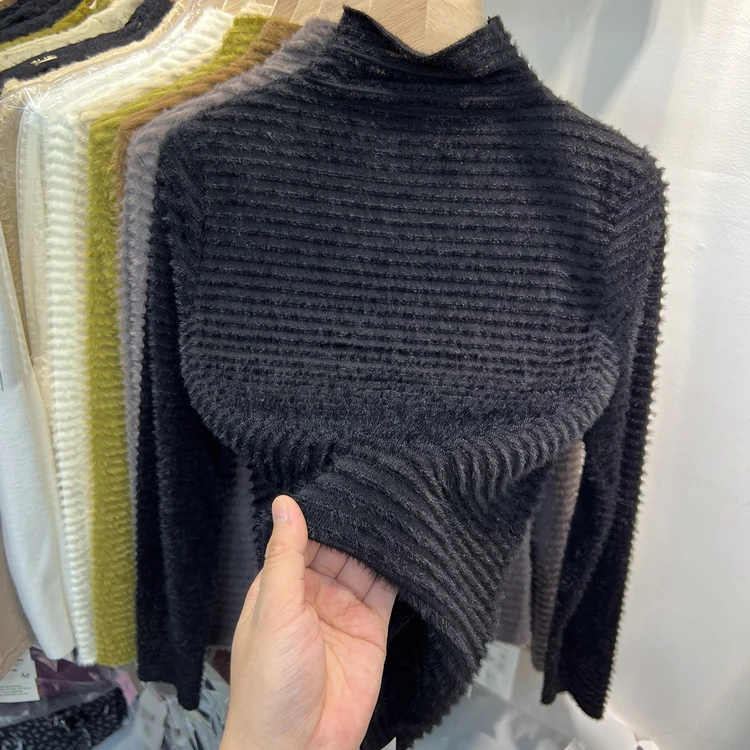 Style Long Sleeve Turtleneck Sweater Womens Autumn Winter Slimming Knitted Top Pure Color Soft Warm Pullover detail
