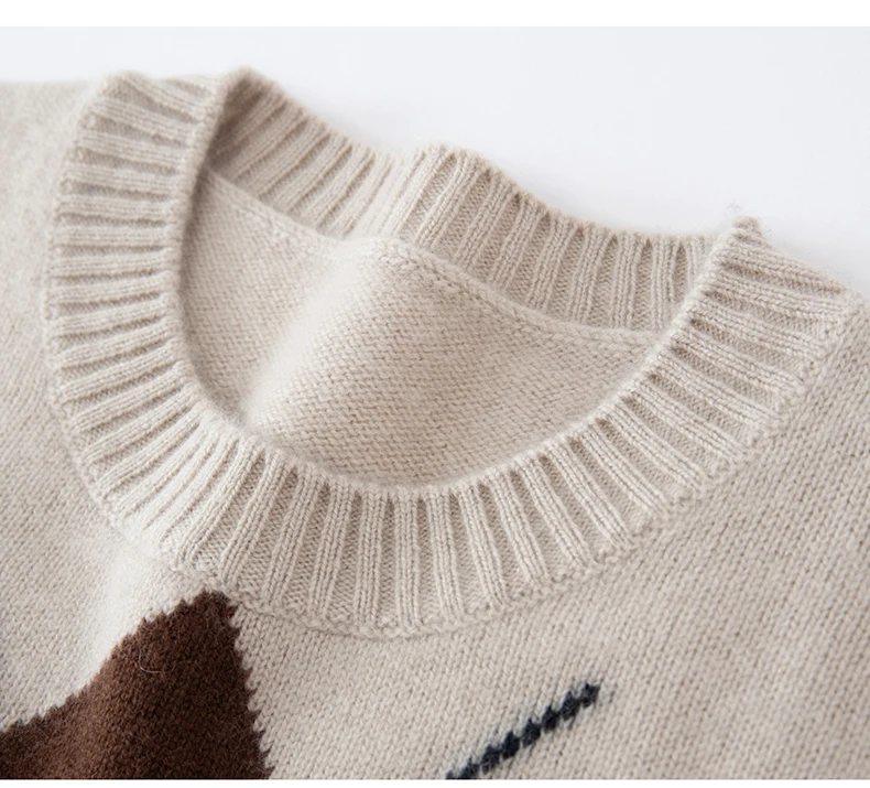 Light Luxury Womens Autumn Winter Sweater Argyle 100 Cashmere Knit Pullover Long Sleeve Clothing Top Lady Warm Jersey detail