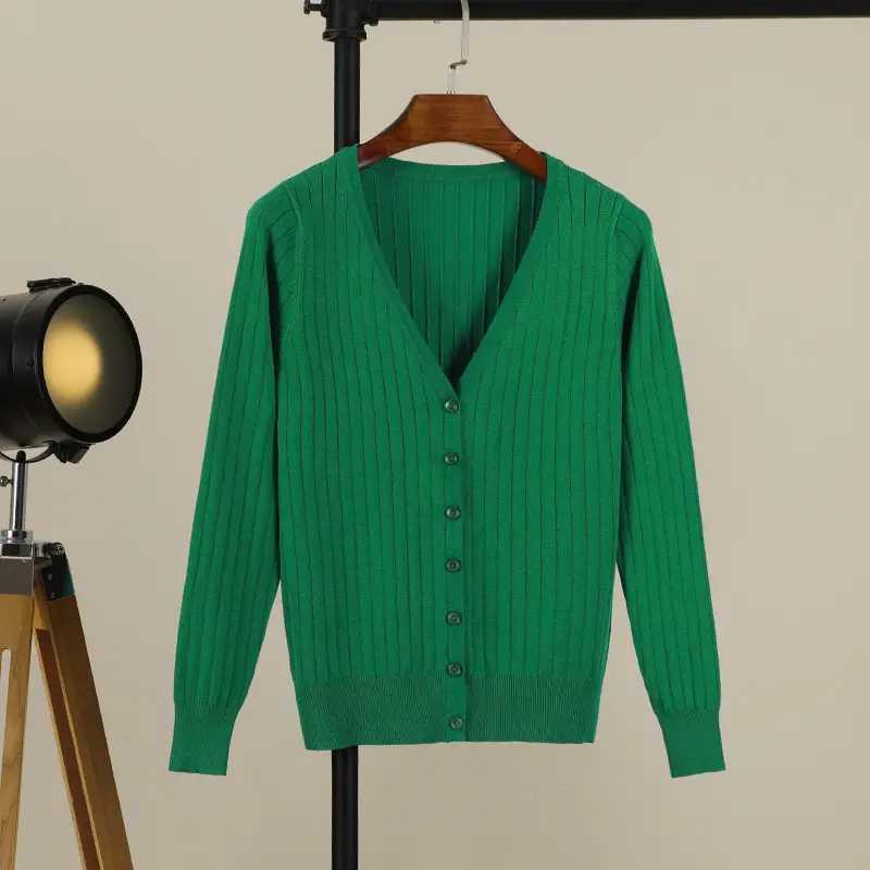 Vneck Cropped Knitting Knit Ladies Basic Womens Coat Spring 2026 Blouses Long Sleeve Top Jersey Knitted Sweater Fashion product view