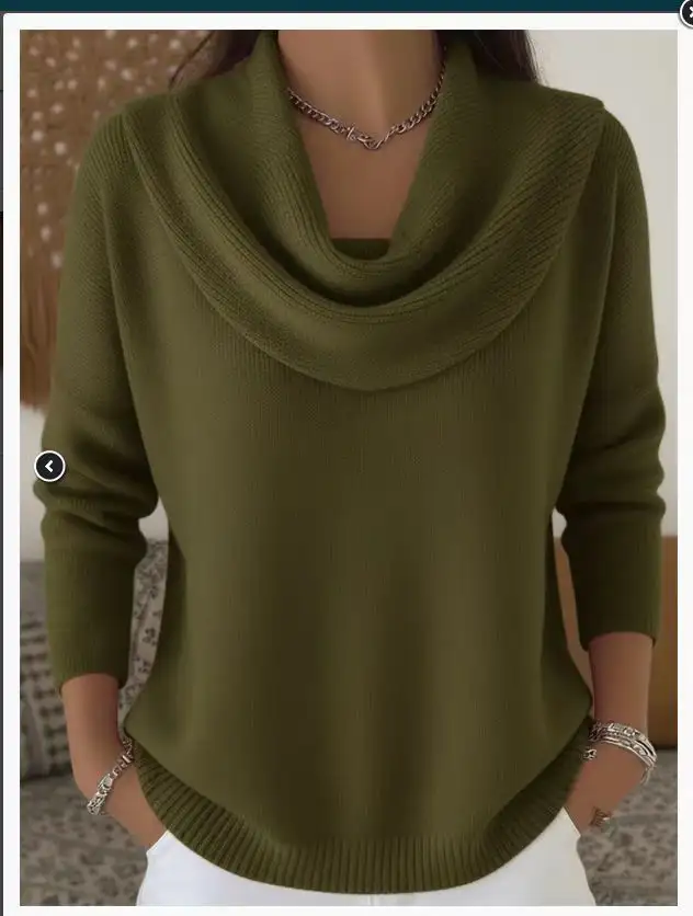 Womens AutumnWinter New Collection Solid Color Long Sleeve Sweater Tops product view