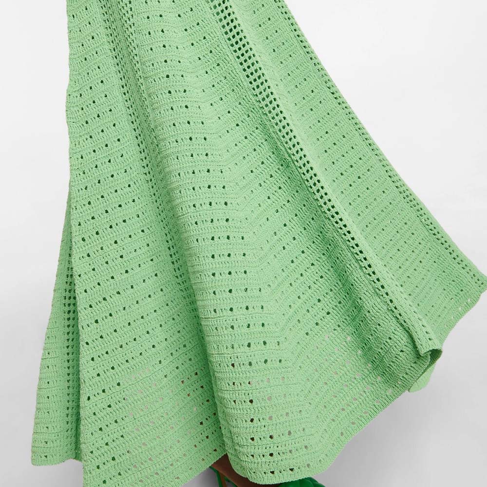 Knitwear Custom Green Sling Sleeveless VNeck Hollow Out Simple Winter ALine Women Maxi Knit Sweater Casual Dress product view